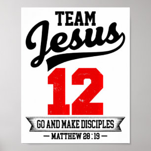 Poster Jesus E Time De Beisebol Jesus Cristão Mateus 28
