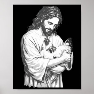 Poster Jesus Engraçado Segurando Frango Cristão Animal de