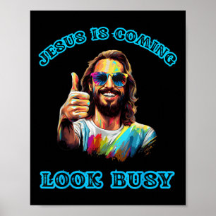 Poster Jesus Está Vindo Olhar Ocupado Tie Dye Jesus Chri