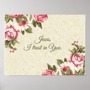 Poster Jesus, eu confio em você citações com rosas