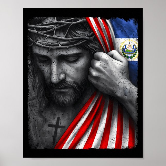 Poster Jesus Faith Cross Crown America El Salvador Herita (Frente)