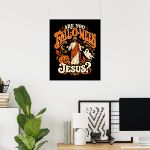 Poster Jesus Fall-O-Ween Cristão Halloween Abóbora