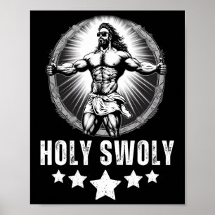 Poster Jesus Fisiculturismo Fitness Santo Swoly Engraçado