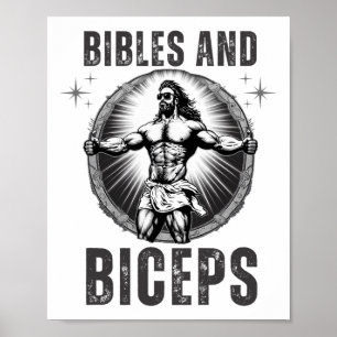 Poster Jesus Fisiculturista Bíblias e Bíceps Engraçado