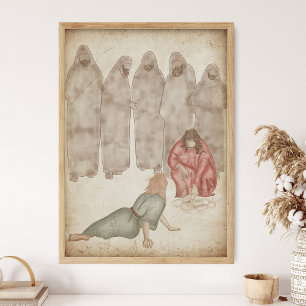 Poster Jesus inclinou-se e escreveu com o dedo no chão
