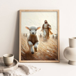 Poster Jesus Irá Salvar o Cordeiro, Arte Cristã, Jesus e