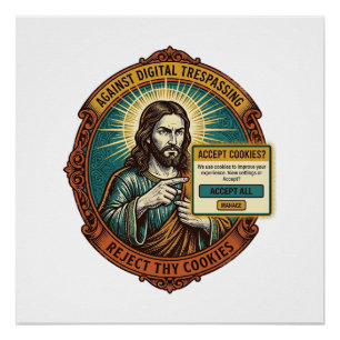 Pôster Jesus Irritante Aceitar Cookies Pop Up Internet Na