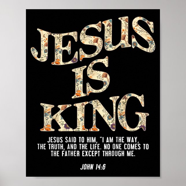 Poster Jesus Is King Christian Cross God Faith Bible Reli (Frente)