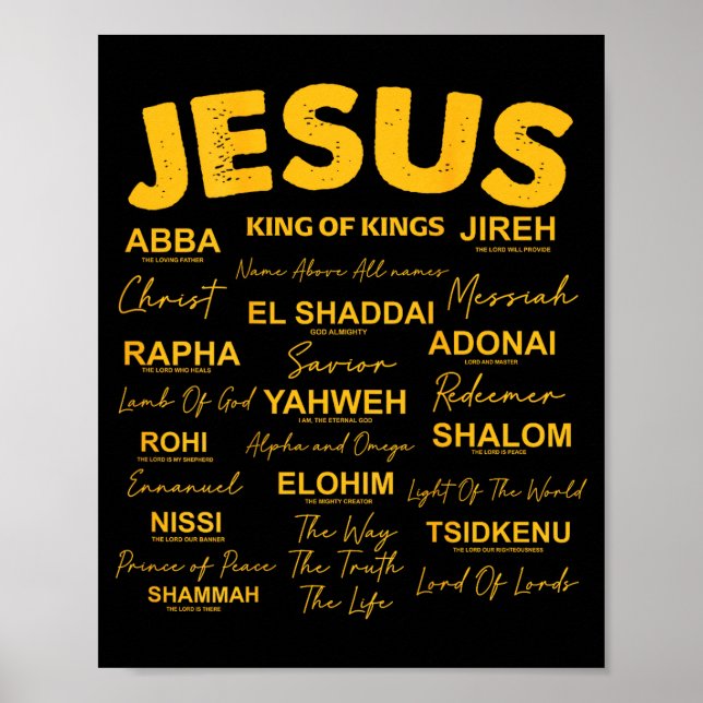 Poster Jesus Is King Names Of God Hebrew Jesus Christian  (Frente)