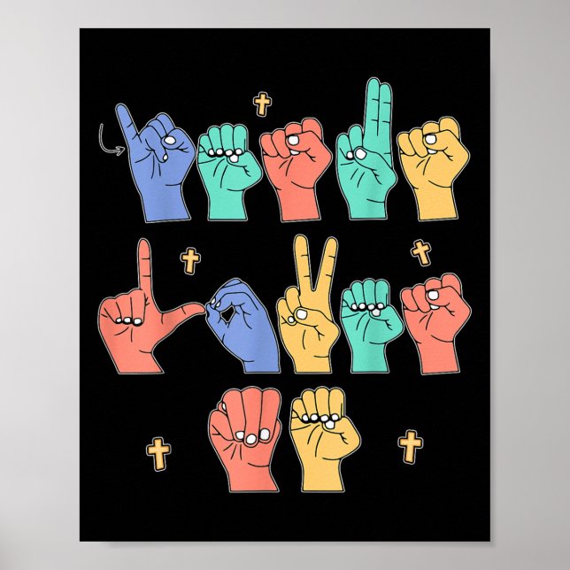 Poster Jesus Loves Me Asl Christian Jesus Toddler You Sig (Frente)