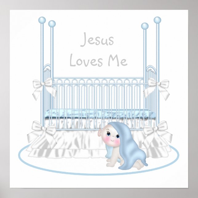 Poster Jesus Loves Me Baby Boy Nursery Art 25x25 (Frente)
