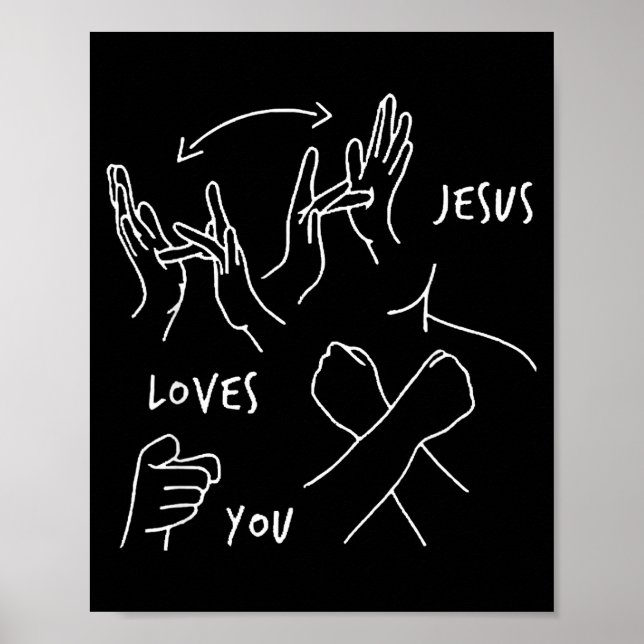 Poster Jesus Loves You Asl Sign Language Christian  (Frente)