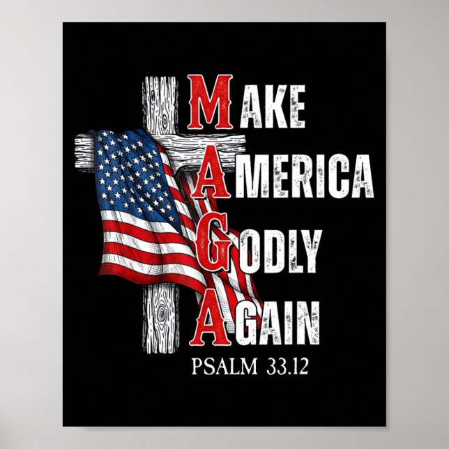 Poster Jesus Make America Godly Again American Patriot Ch (Frente)
