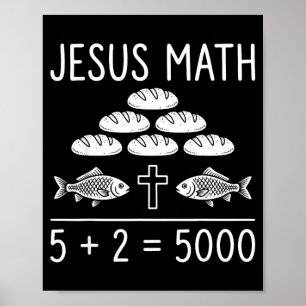 Poster Jesus matemática 2 peixes 5 pães alimenta os 5000