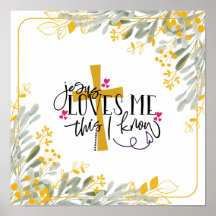 Jesus me ama isso eu sei, cruz e flores