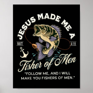 Poster Jesus Me Fez Um Fisher De Homens Engraçado Peixe C