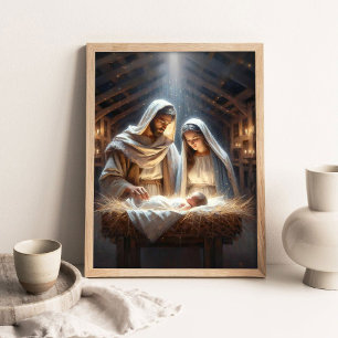 Poster Jesus Nasce, Pintura Cristã, Natal Cristão