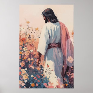 Poster Jesus no Campo de Flores Silvestres - Parede Crist