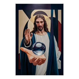 Pôster Jesus no Muro Moderno da Elegância Neo-Cubista