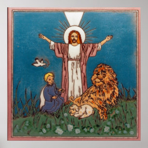 Pôster Jesus, o Leão e o Lamb