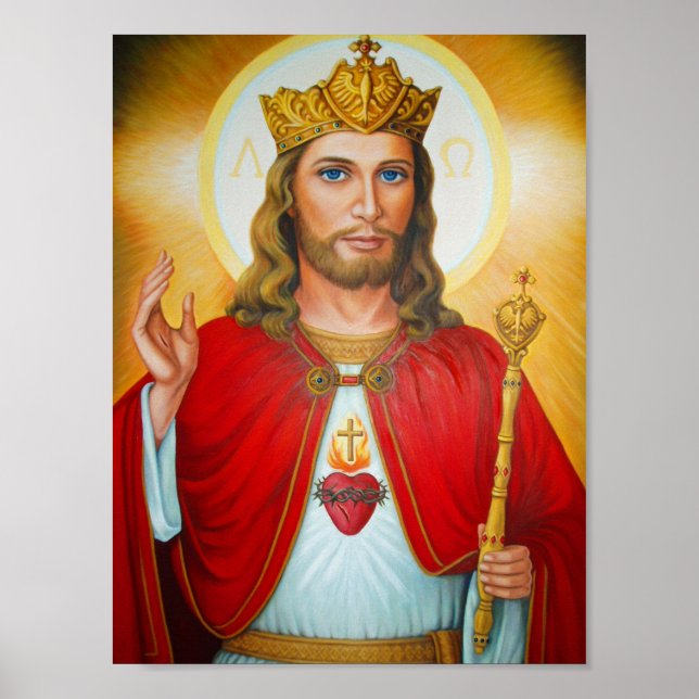 Poster Jesus O Rei Bênção Sagrado Coração de Jesus (Frente)