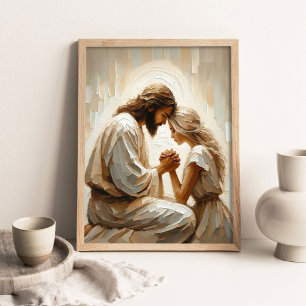 Poster Jesus Orando com Mulher, Arte Cristã, Jesus e