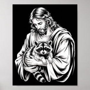 Poster Jesus Panda Lixo Guaxinim Guaxinim Animais Desorde