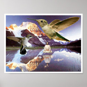 Poster Jesus que flutua sobre a água que meditating sobr