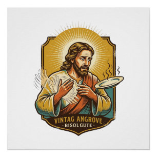 Pôster Jesus queimou o dedo ao tirar o prato do kit do mi