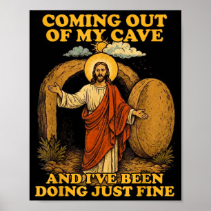 Poster Jesus saindo da caverna e estando bemJesus