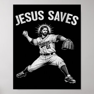 Poster Jesus Salva Beisebol para Homens Mulheres Crianças