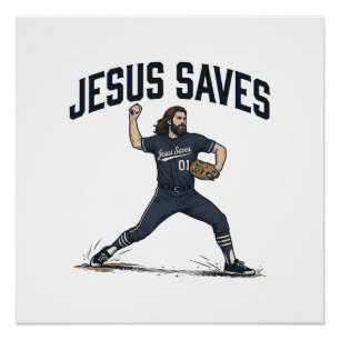 Pôster Jesus salva camiseta vintage de arremessador de be