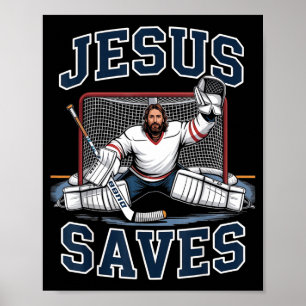 Poster Jesus Salva Equipe de Jogador de Hóquei Amantes de