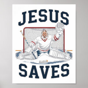 Poster Jesus Salva Equipe de Jogador de Hóquei Deus Amant