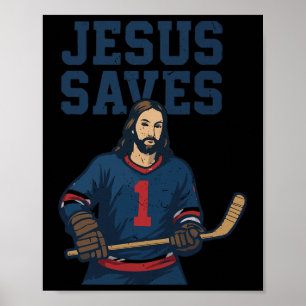 Poster Jesus salva humor de goleiro de hóquei cristão R