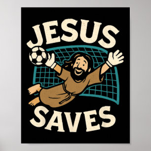 Poster Jesus Salva I Fé Cristã I Jesus Gol do Futebol