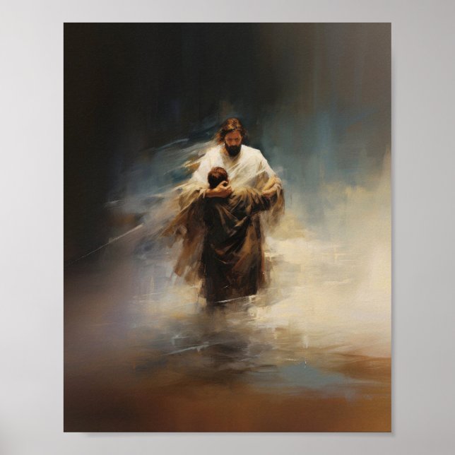Poster Jesus salva Peter - Bíblia digital verso (Frente)