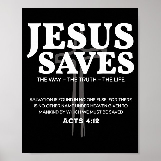 Poster Jesus Saves Bible Verse Acts 4_12 Christian  (Frente)
