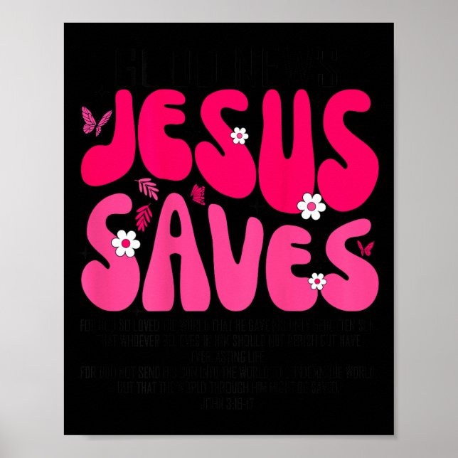 Poster Jesus Saves Bible Verse Christian Faith Religious  (Frente)