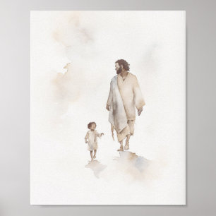 Poster Jesus Segurando Criança - Arte Cristã para Parede,