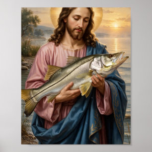 Poster Jesus Segurando um Snook — Arte Cristã