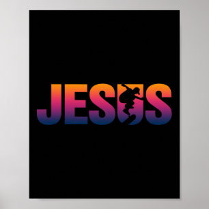 Poster Jesus Skateboard Cristão Skater Retro Vintage St