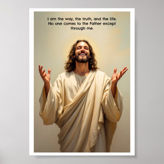 Poster Jesus sorrindo Eu sou o caminho da verdade e da vi (Frente)