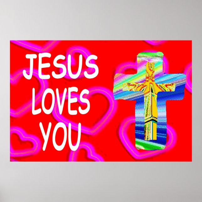 Poster Jesus Te Ama Com Cruz Cristã (Frente)