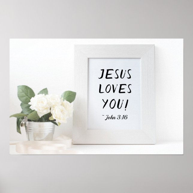 Poster Jesus Te Ama! John 3:16, Referência de Escritura (Frente)