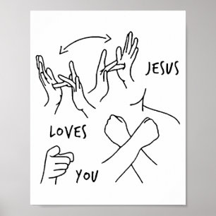 Poster Jesus Te Ama Língua de Sinais Asl Cristã
