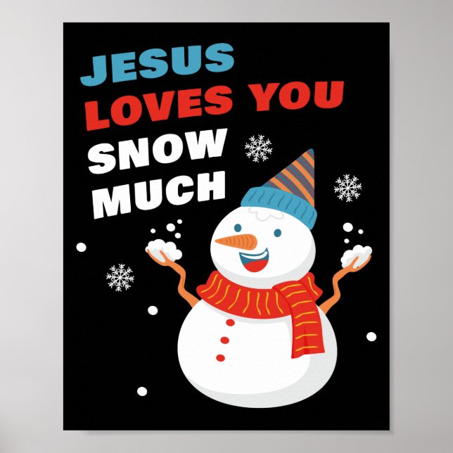 Poster Jesus Te Ama Neve Muito Natal Cristão (Frente)