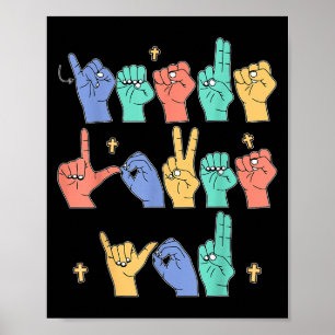 Poster Jesus Te Ama Sinal de Jesus Cristão para Bebês