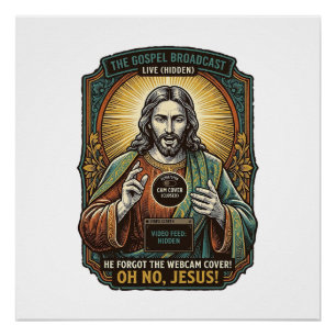 Pôster Jesus Tela Preta Cobertura de Webcam Esquecida Vir