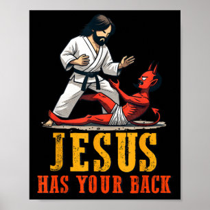 Poster Jesus Tem Suas Costas Cristão Engraçado Jiu-jitsu